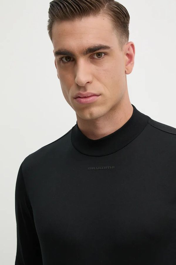 Karl Lagerfeld Pamučna majica dugih rukava Karl Lagerfeld boja: crna, bez uzorka, 544200.755001