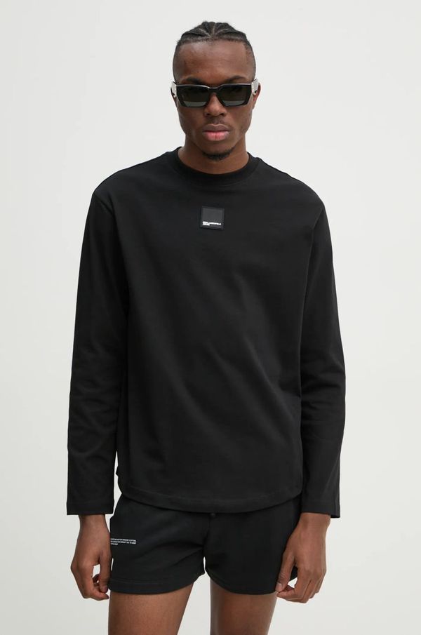 Karl Lagerfeld Jeans Pamučna majica dugih rukava Karl Lagerfeld Jeans boja: crna, s aplikacijom, A1M17043