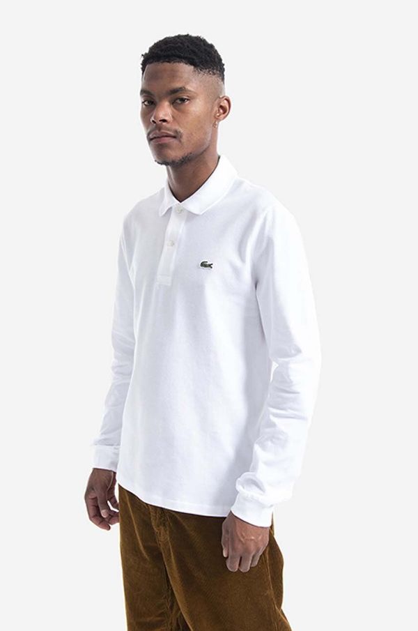 Lacoste Pamučna majica dugih rukava Lacoste boja: bijela, glatki model, L1312.001-001