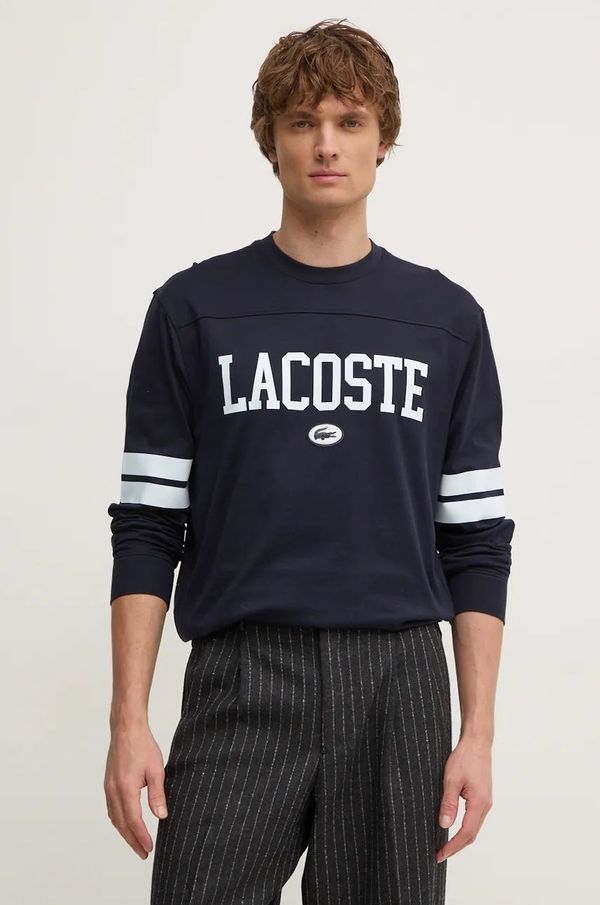 Lacoste Pamučna majica dugih rukava Lacoste boja: crna, s tiskom, TH7609