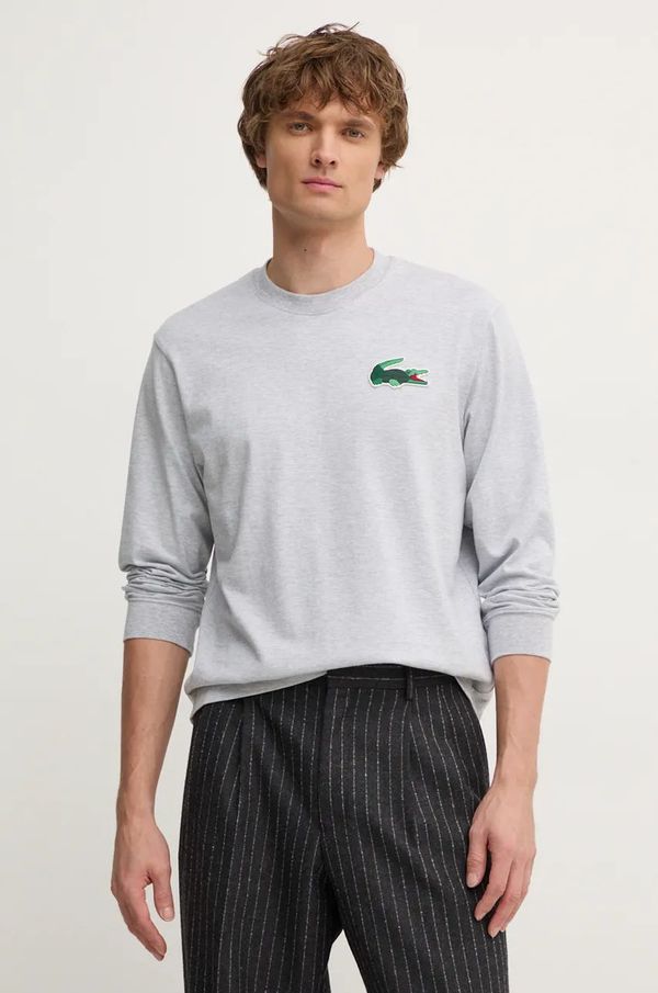 Lacoste Pamučna majica dugih rukava Lacoste boja: siva, s aplikacijom, TH6654