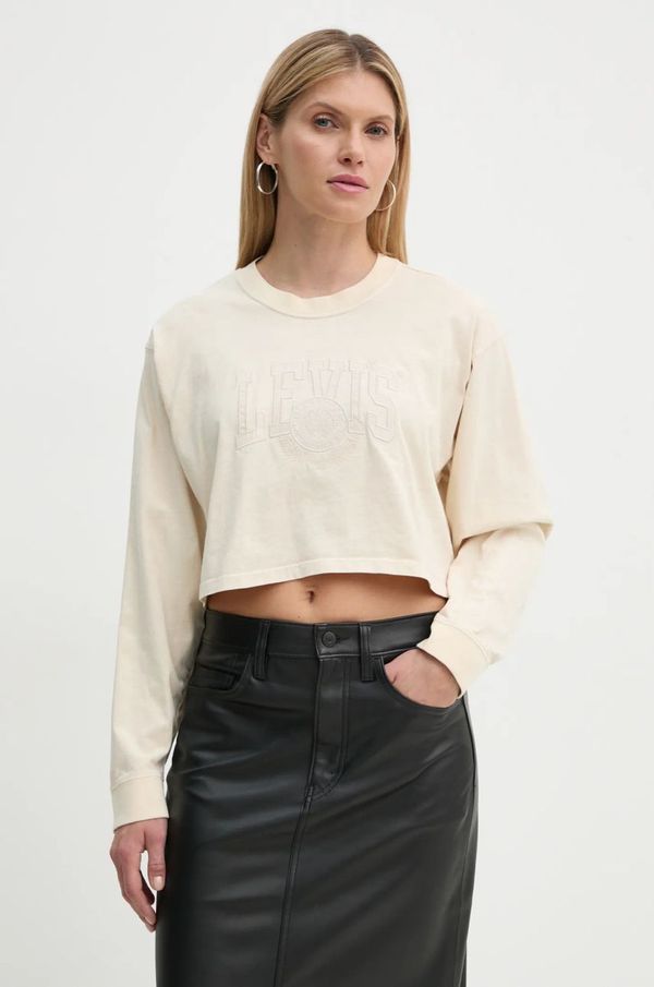 Levi's Pamučna majica dugih rukava Levi's boja: bež, A9418