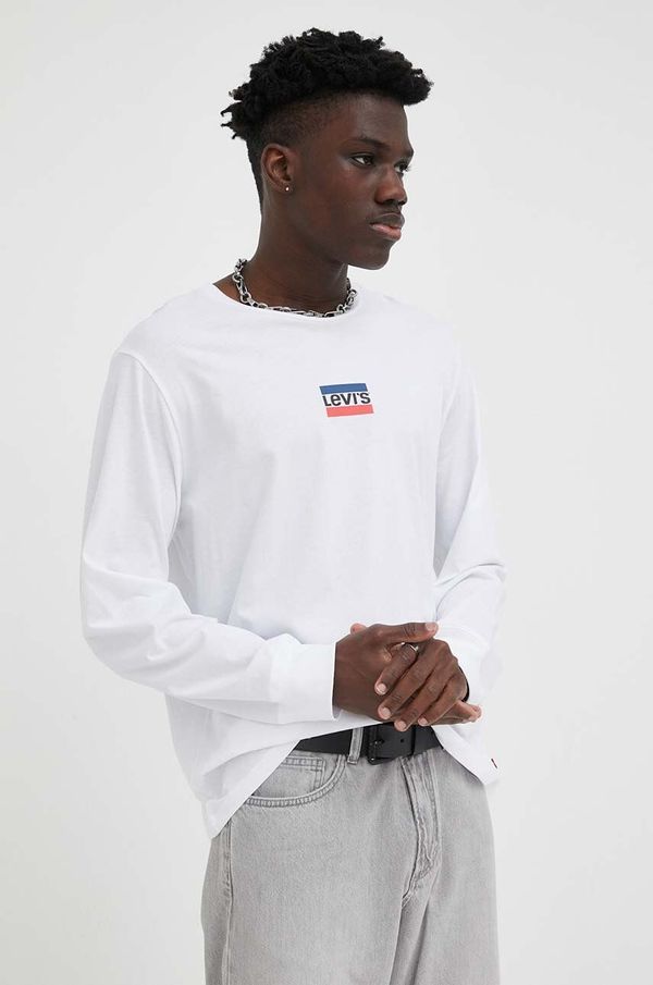 Levi's Pamučna majica dugih rukava Levi's boja: bijela, s tiskom