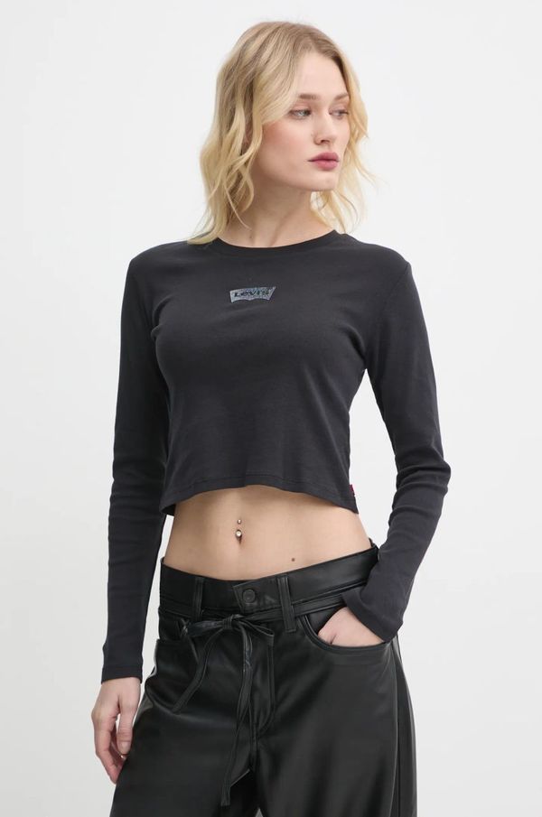 Levi's Pamučna majica dugih rukava Levi's boja: crna, A8796