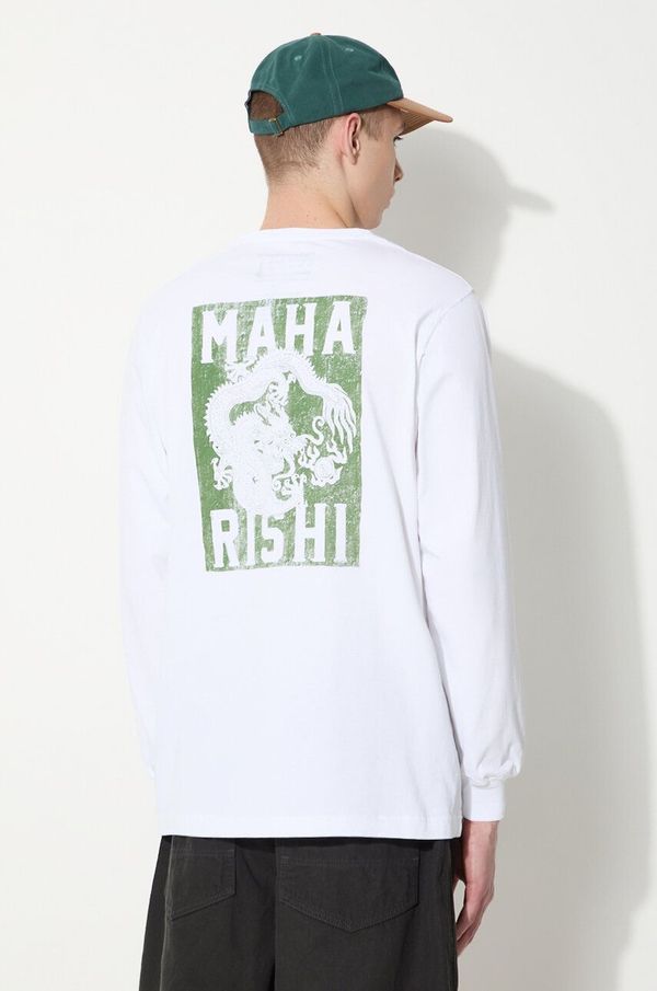 Maharishi Pamučna majica dugih rukava Maharishi Woodblock Dragon L/S boja: bijela, s tiskom, 1277.WHITE