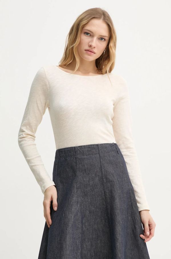 Marc O'Polo Pamučna majica dugih rukava Marc O'Polo boja: bež, 502226152199