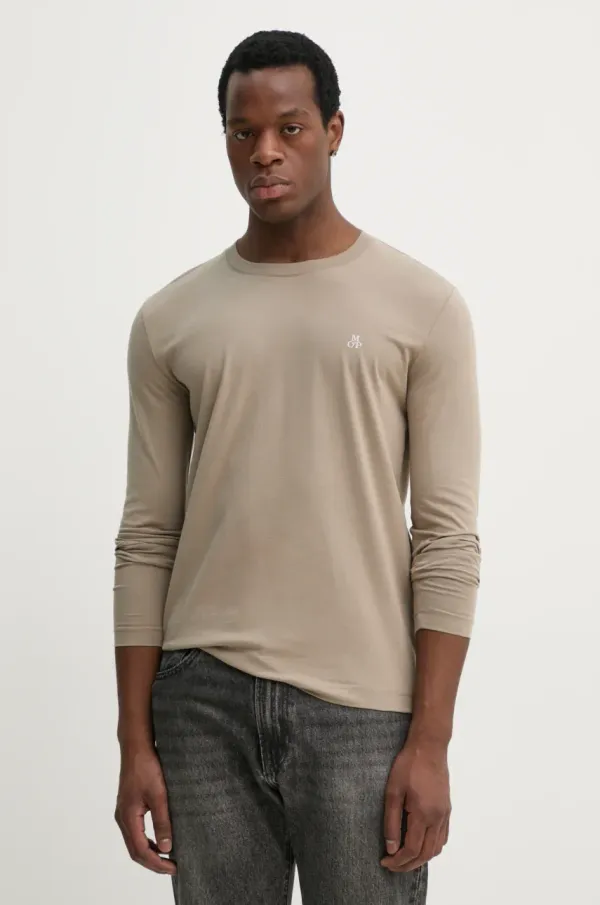 Marc O'Polo Pamučna majica dugih rukava Marc O'Polo boja: siva, bez uzorka, 520201252210