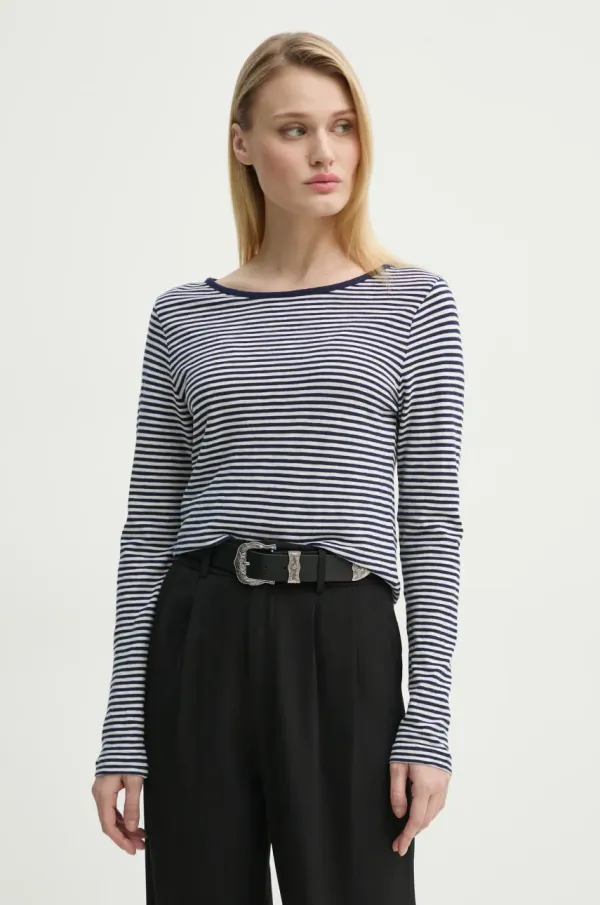 Marc O'Polo Pamučna majica dugih rukava Marc O'Polo boja: tamno plava, 502219652129