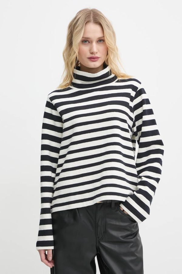 Marc O'Polo Pamučna majica dugih rukava Marc O'Polo boja: tamno plava, s poludolčevitom, 500204052059