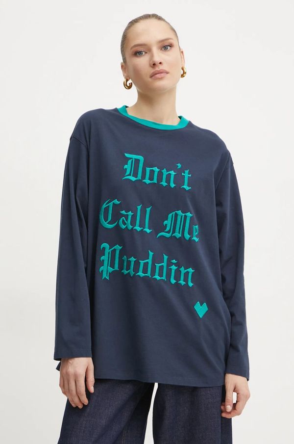 Max&Co. Pamučna majica dugih rukava MAX&Co. boja: tamno plava, 2518971031200