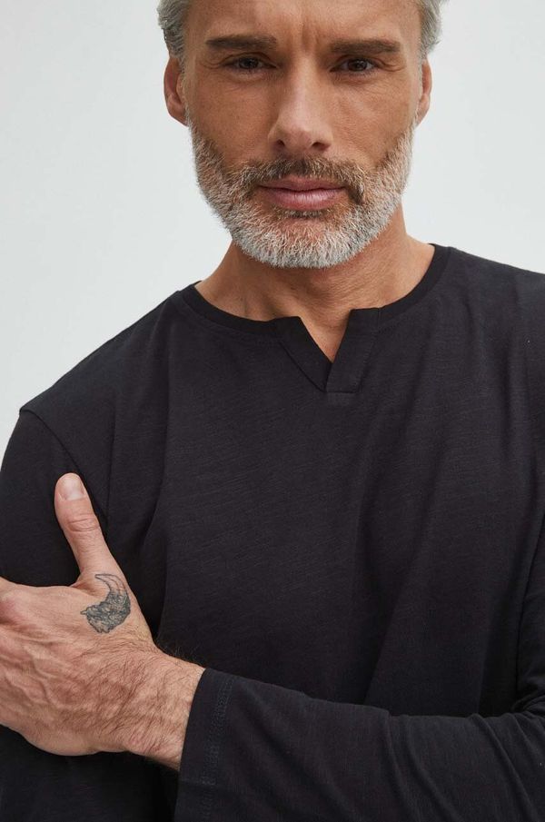 Medicine Pamučna majica dugih rukava Medicine za muškarce, boja: crna, bez uzorka