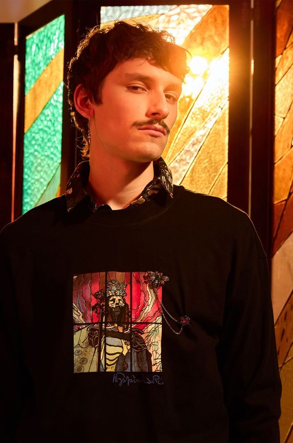 Medicine Pamučna majica dugih rukava Medicine za muškarce, boja: crna, s tiskom