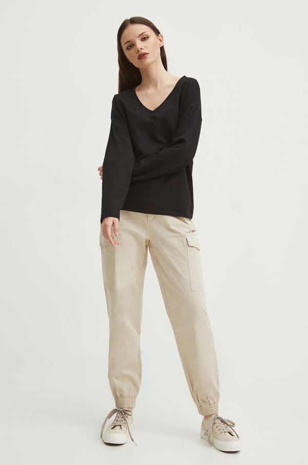 Medicine Pamučna majica dugih rukava Medicine za žene, boja: crna