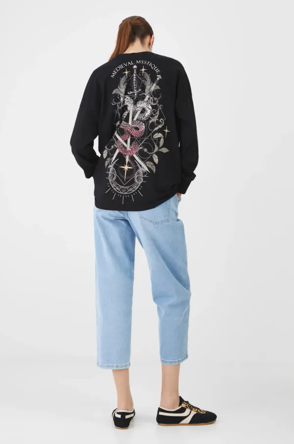 Medicine Pamučna majica dugih rukava Medicine za žene, boja: crna