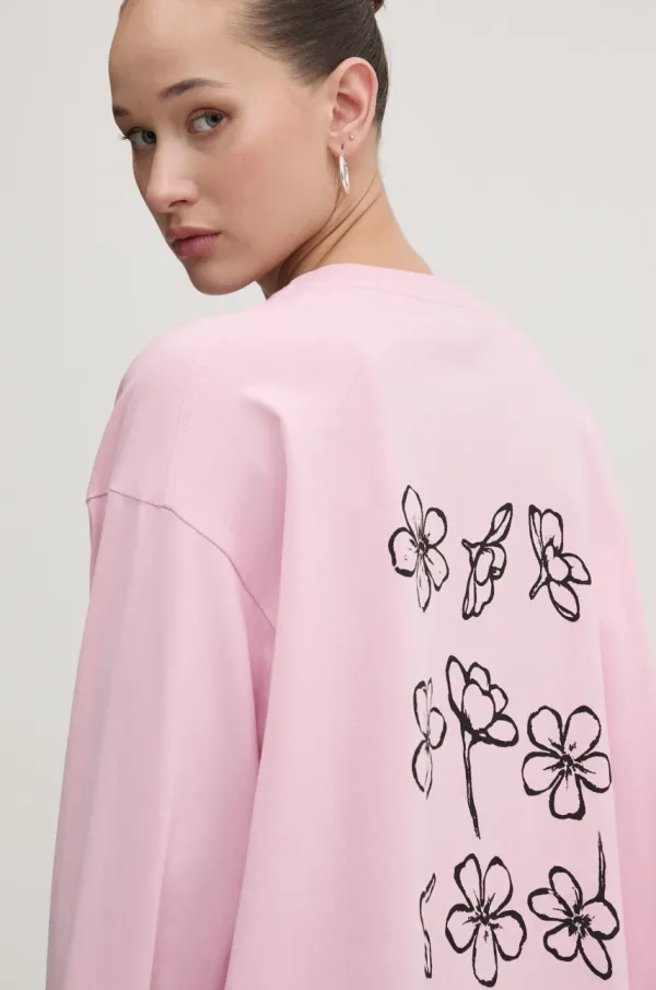 Moschino Jeans Pamučna majica dugih rukava Moschino Jeans boja: ružičasta, 1208 3229