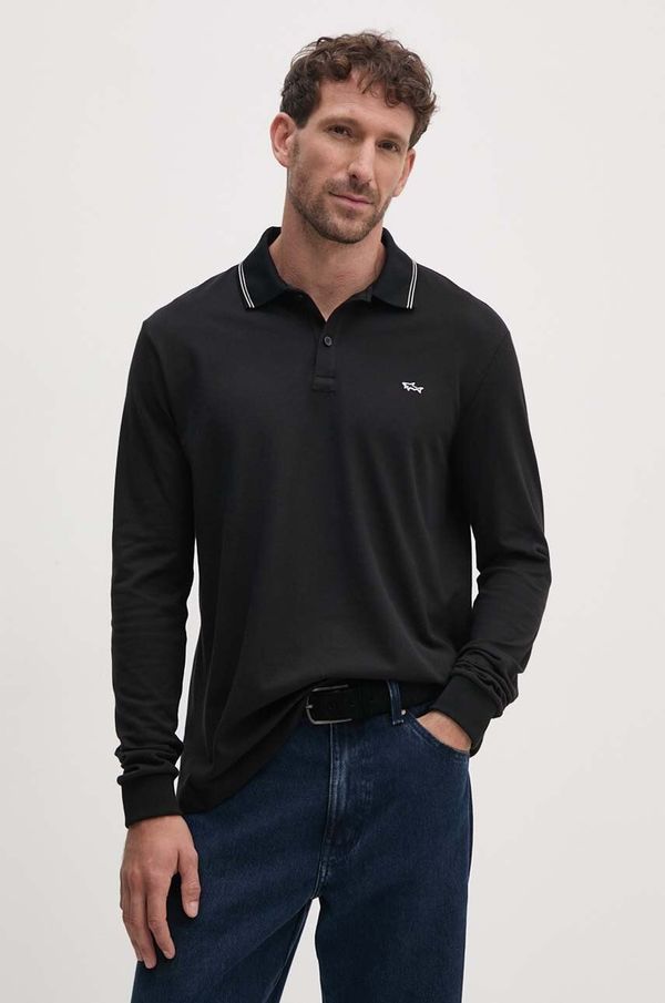 Paul&Shark Pamučna majica dugih rukava Paul&Shark boja: crna, s aplikacijom, 14311717