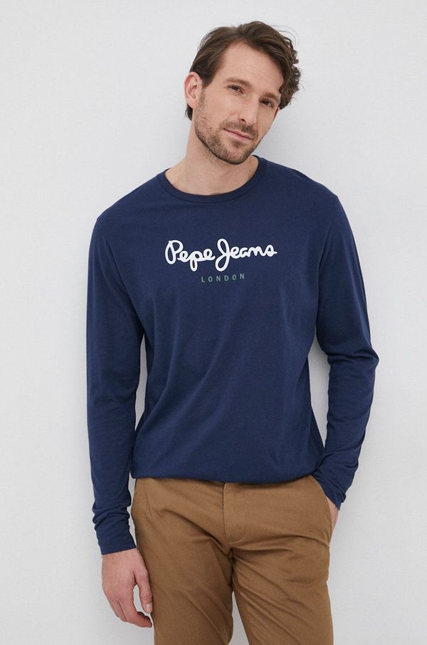 Pepe Jeans Pamučna majica dugih rukava Pepe Jeans boja: tamno plava