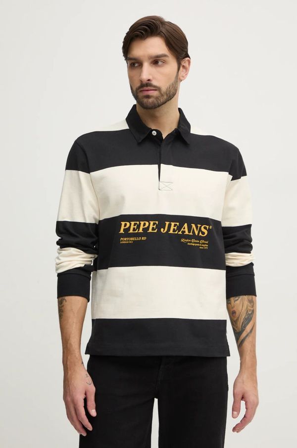 Pepe Jeans Pamučna majica dugih rukava Pepe Jeans BRANDON boja: crna, s uzorkom, PM542230