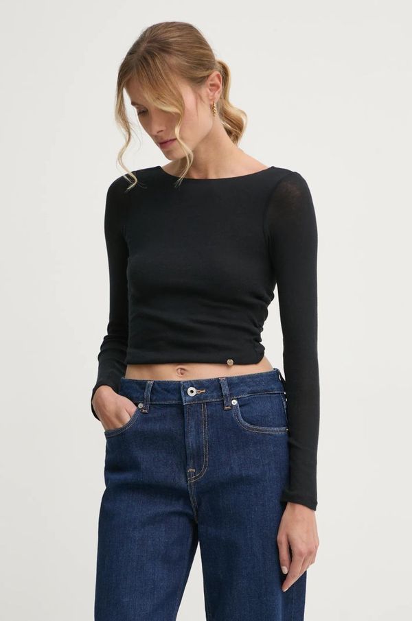 Pepe Jeans Pamučna majica dugih rukava Pepe Jeans LULLY boja: crna, otvorena leđa, PL505987