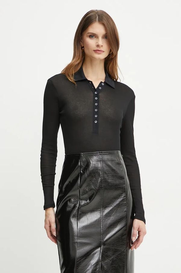 Pinko Pamučna majica dugih rukava Pinko boja: crna, 104225 A24T