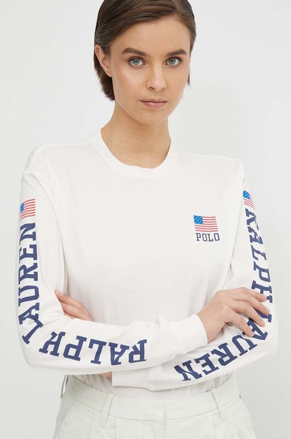 Polo Ralph Lauren Pamučna majica dugih rukava Polo Ralph Lauren boja: bež, 211935596
