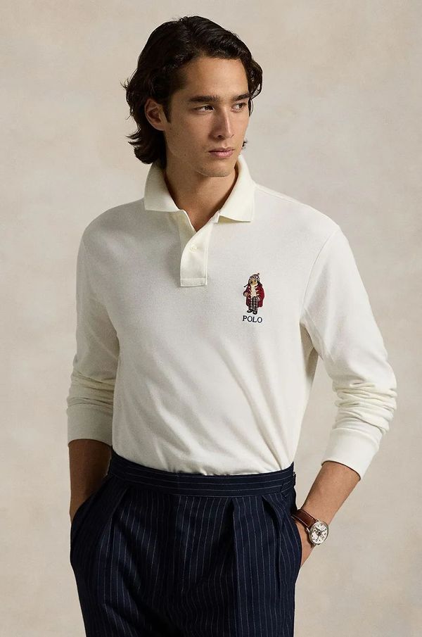 Polo Ralph Lauren Pamučna majica dugih rukava Polo Ralph Lauren boja: bež, bez uzorka, 710951641