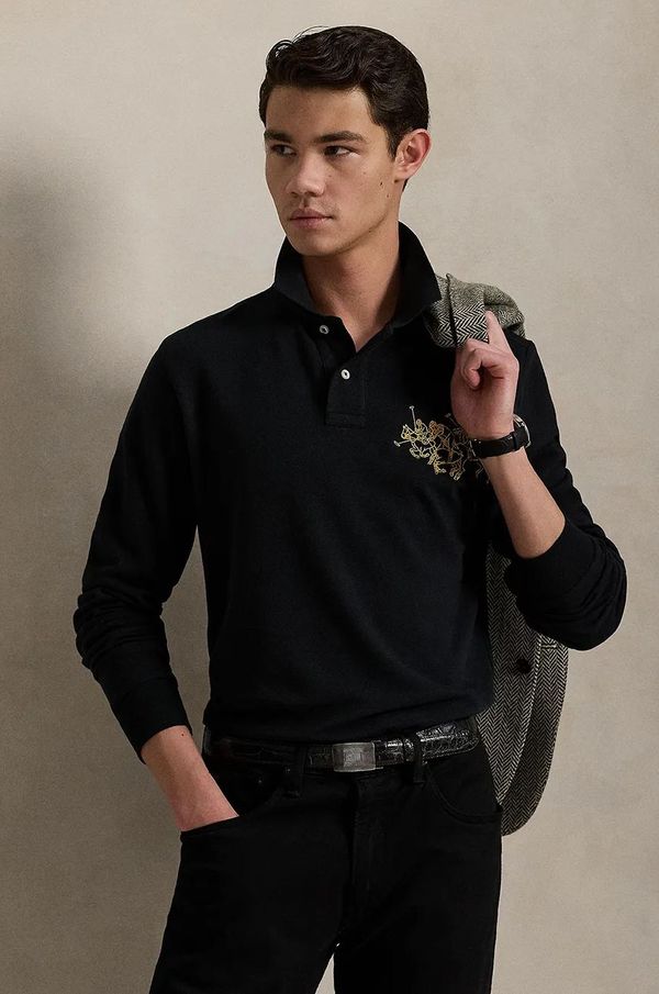 Polo Ralph Lauren Pamučna majica dugih rukava Polo Ralph Lauren boja: crna, bez uzorka, 710968950
