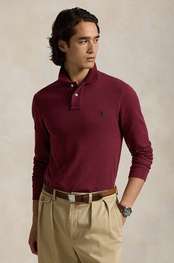 Polo Ralph Lauren Pamučna majica dugih rukava Polo Ralph Lauren boja: smeđa, melanž, 710681126