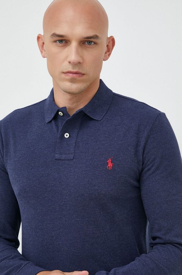 Polo Ralph Lauren Pamučna majica dugih rukava Polo Ralph Lauren boja: tamno plava, jednobojni model