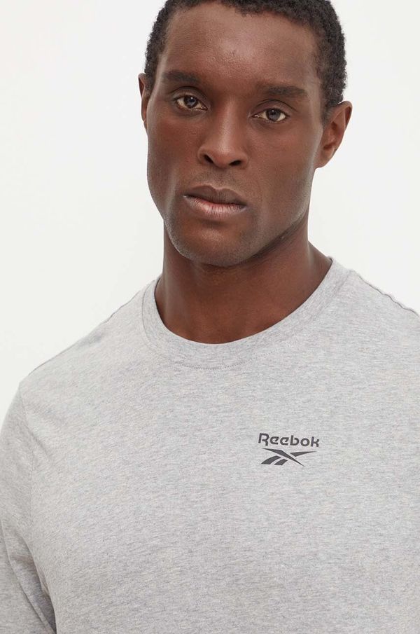 Reebok Pamučna majica dugih rukava Reebok boja: siva, s tiskom, 100070998