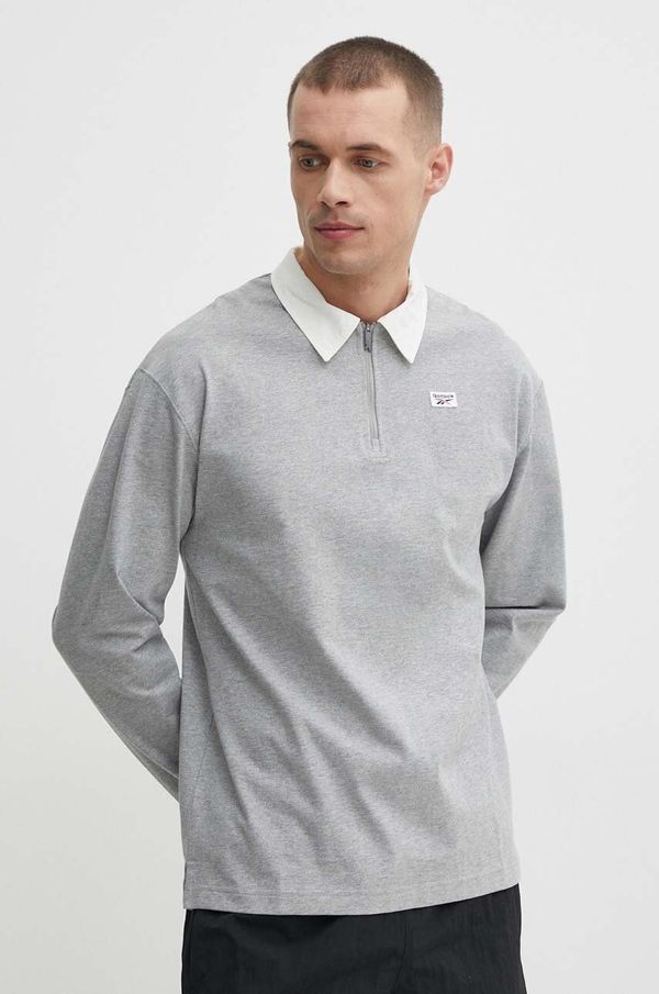 Reebok Pamučna majica dugih rukava Reebok Court Sport boja: siva, melanž, 100076423