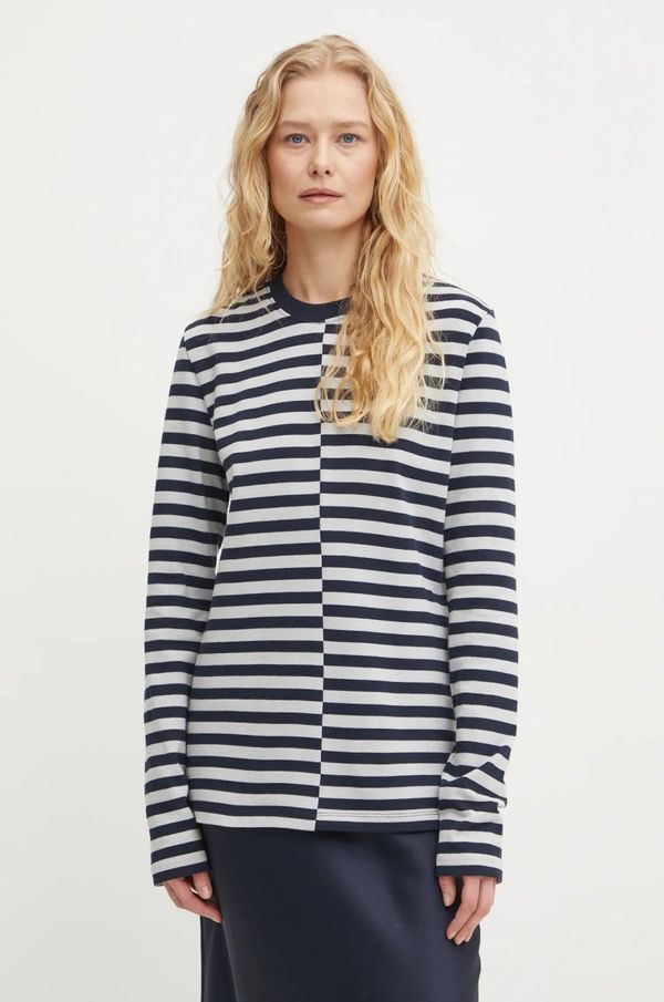 Samsoe Samsoe Pamučna majica dugih rukava Samsoe Samsoe SAAVERY boja: tamno plava, F24400020