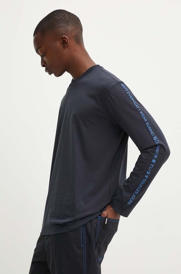 Sunnei Pamučna majica dugih rukava Sunnei boja: tamno plava, s aplikacijom, RTWXJER003
