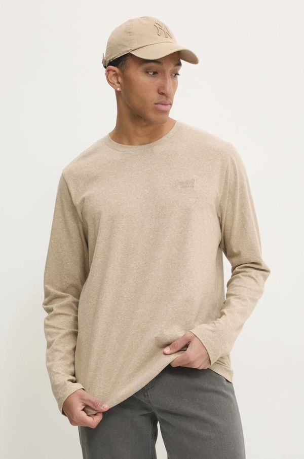 Superdry Pamučna majica dugih rukava Superdry boja: bež, melanž, M6010857A-9XE