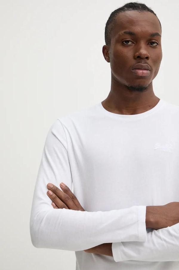 Superdry Pamučna majica dugih rukava Superdry boja: bijela, bez uzorka, M6010857A-01C