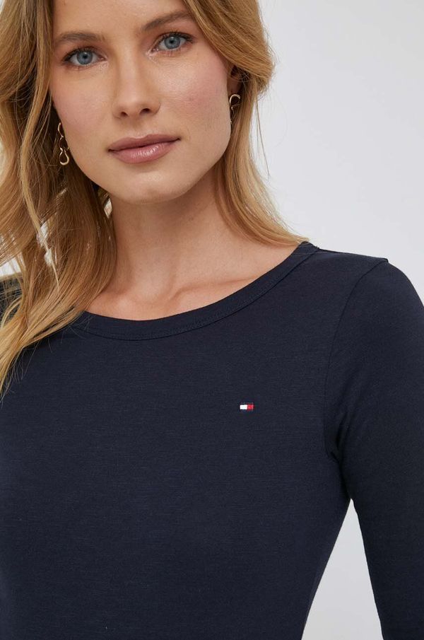 Tommy Hilfiger Pamučna majica dugih rukava Tommy Hilfiger boja: tamno plava