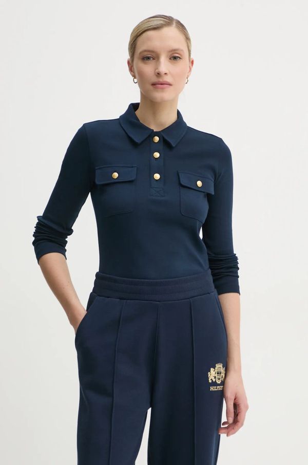 Tommy Hilfiger Pamučna majica dugih rukava Tommy Hilfiger boja: tamno plava, WW0WW45308