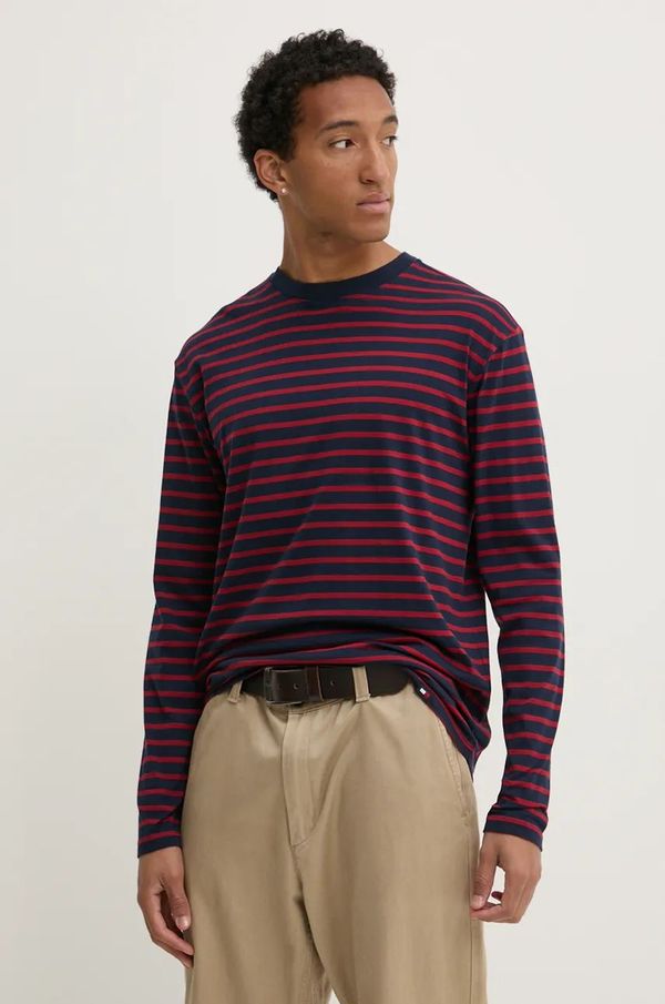 Tommy Jeans Pamučna majica dugih rukava Tommy Jeans boja: bordo, s uzorkom, DM0DM20603