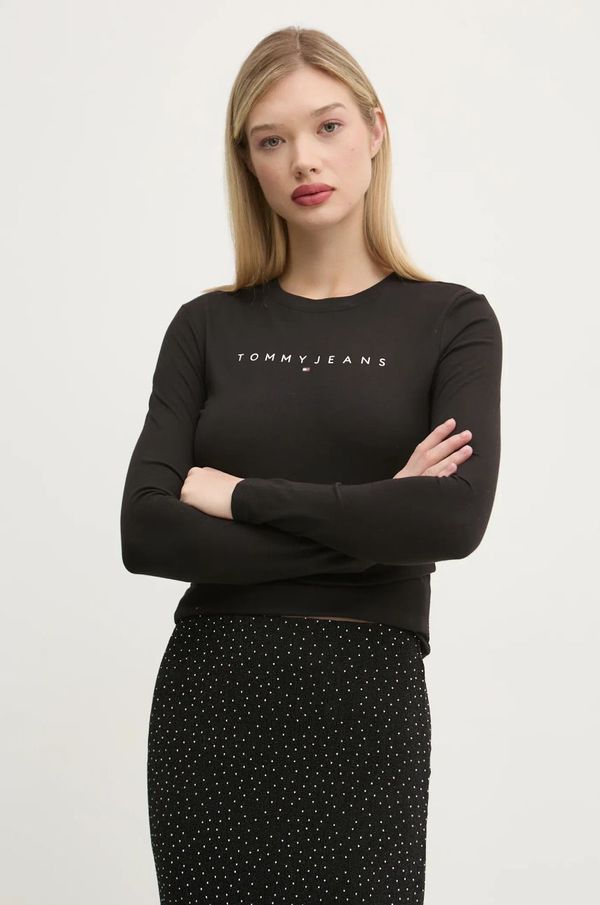 Tommy Jeans Pamučna majica dugih rukava Tommy Jeans boja: crna, DW0DW19434