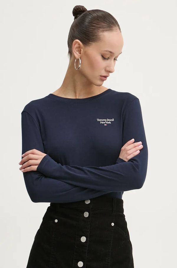 Tommy Jeans Pamučna majica dugih rukava Tommy Jeans boja: tamno plava, DW0DW18793