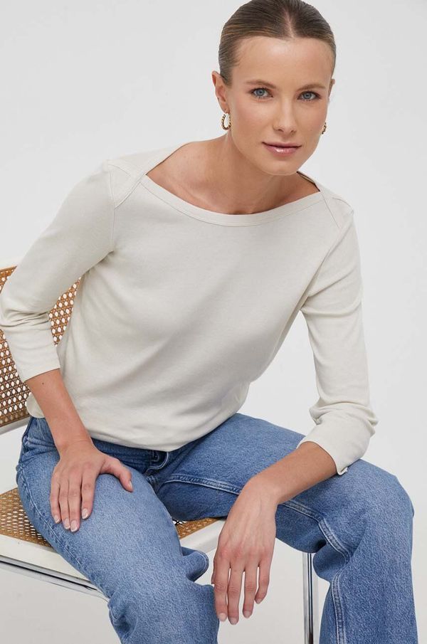 United Colors of Benetton Pamučna majica dugih rukava United Colors of Benetton boja: bež