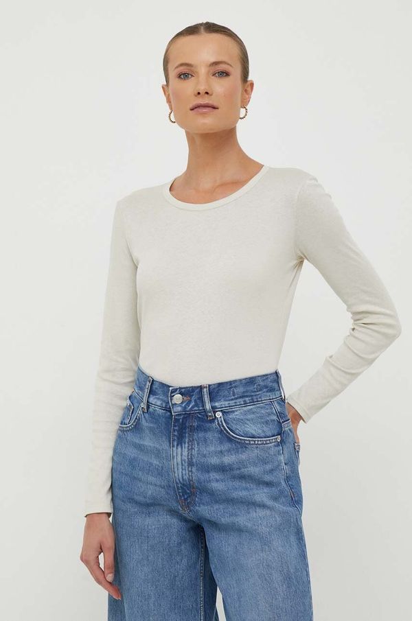 United Colors of Benetton Pamučna majica dugih rukava United Colors of Benetton boja: bež