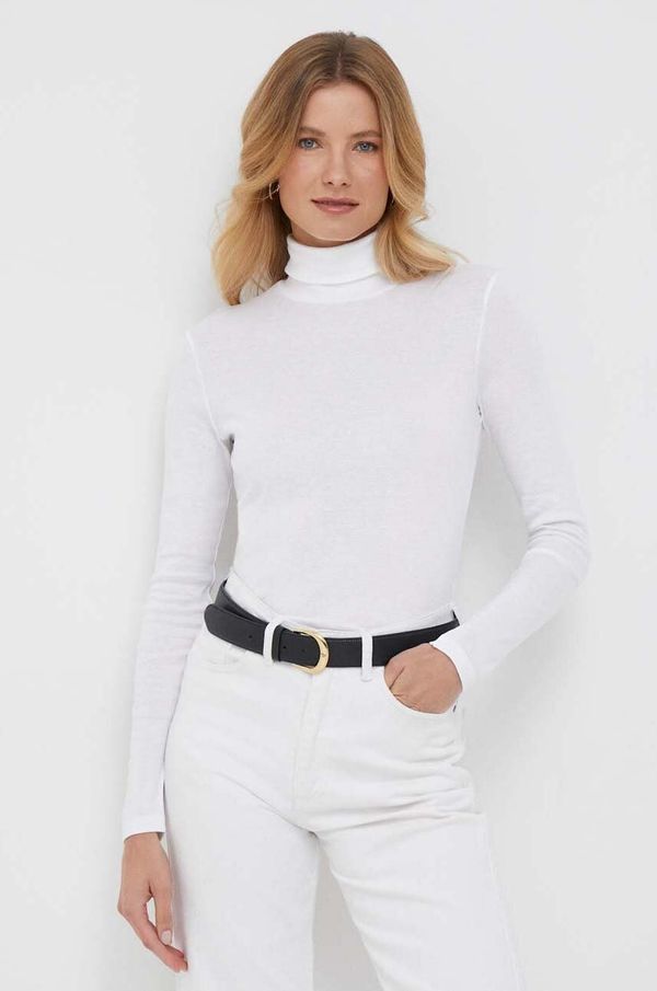 United Colors of Benetton Pamučna majica dugih rukava United Colors of Benetton boja: bijela, s dolčevitom