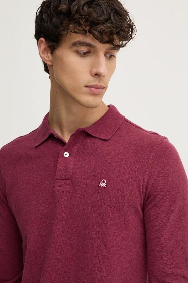 United Colors of Benetton Pamučna majica dugih rukava United Colors of Benetton boja: bordo, bez uzorka, 3088U3025