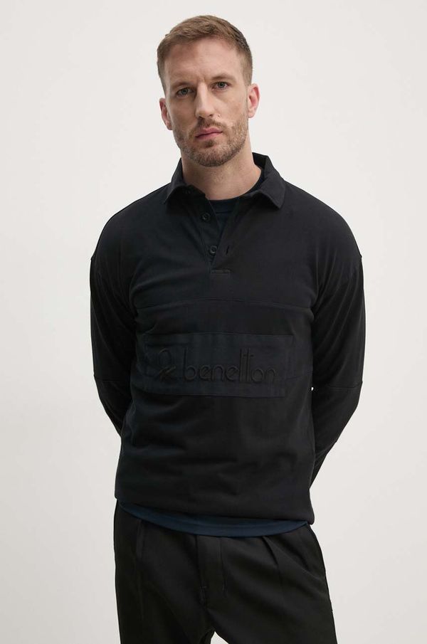 United Colors of Benetton Pamučna majica dugih rukava United Colors of Benetton boja: crna, bez uzorka, 3G9WU3020