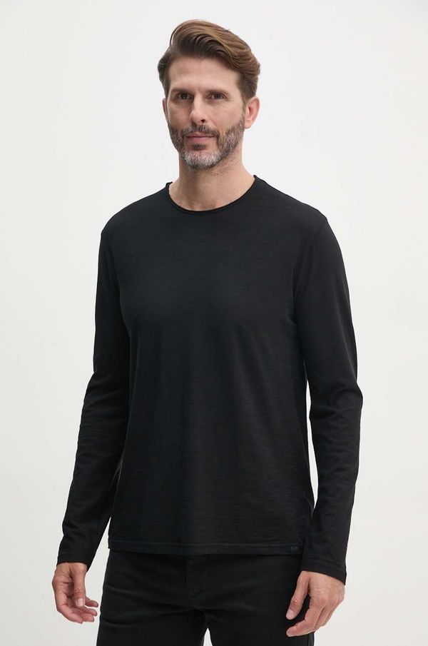 United Colors of Benetton Pamučna majica dugih rukava United Colors of Benetton boja: crna, bez uzorka