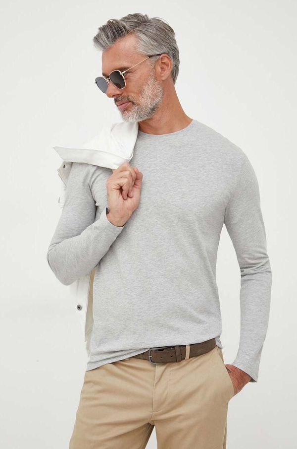 United Colors of Benetton Pamučna majica dugih rukava United Colors of Benetton boja: siva, glatki model