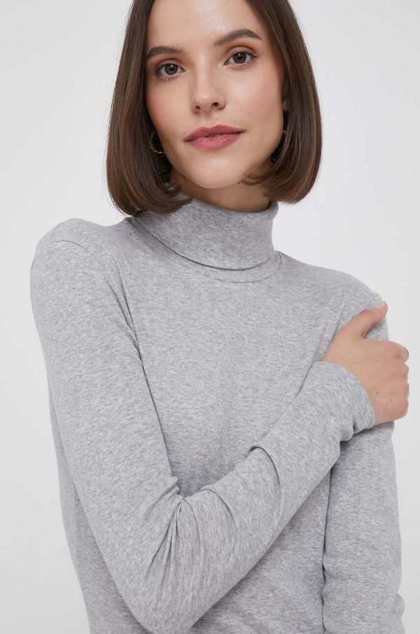 United Colors of Benetton Pamučna majica dugih rukava United Colors of Benetton boja: siva, s dolčevitom