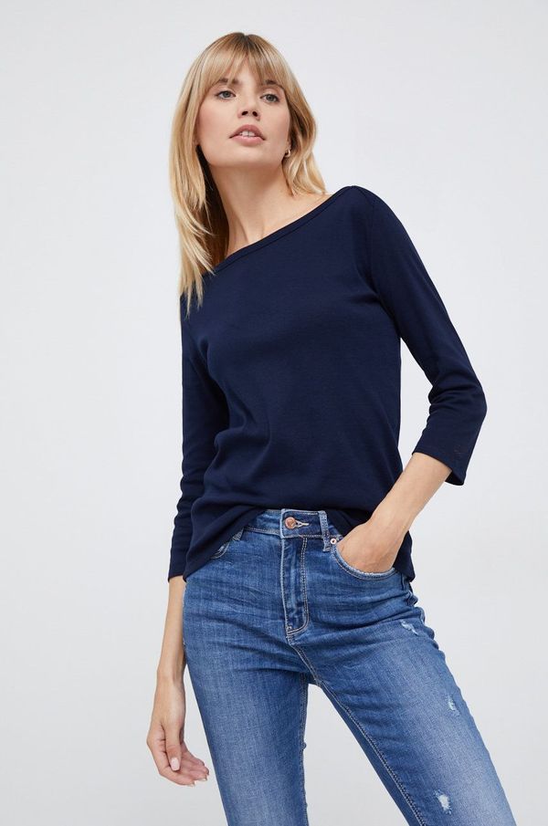 United Colors of Benetton Pamučna majica dugih rukava United Colors of Benetton boja: tamno plava