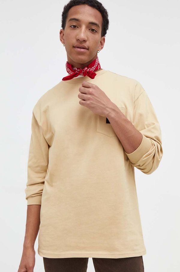 Vans Pamučna majica dugih rukava Vans boja: bež, bez uzorka